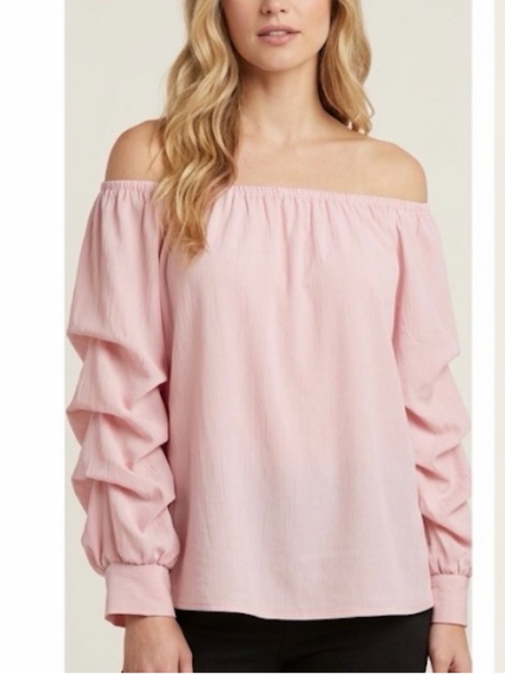Off-Shoulder Pink Ruffle Sleeve Women's Top no tag name size large like new
